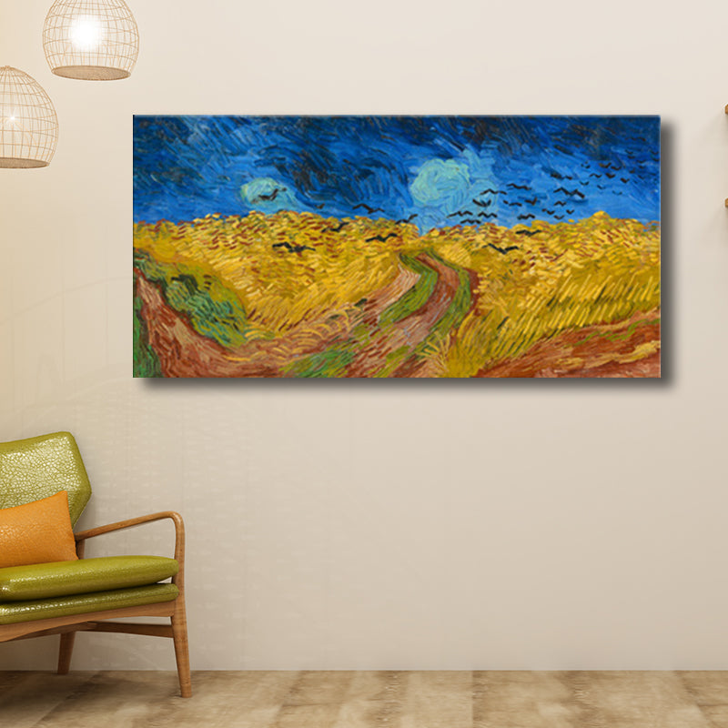 Vivolux | Pastellfarbiges Farmfield View Canvas Texturiertes Wandkunst für Gästezimmer, mehrere Größen
