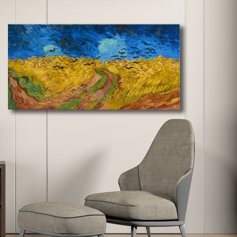 Vivolux | Pastellfarbiges Farmfield View Canvas Texturiertes Wandkunst für Gästezimmer, mehrere Größen