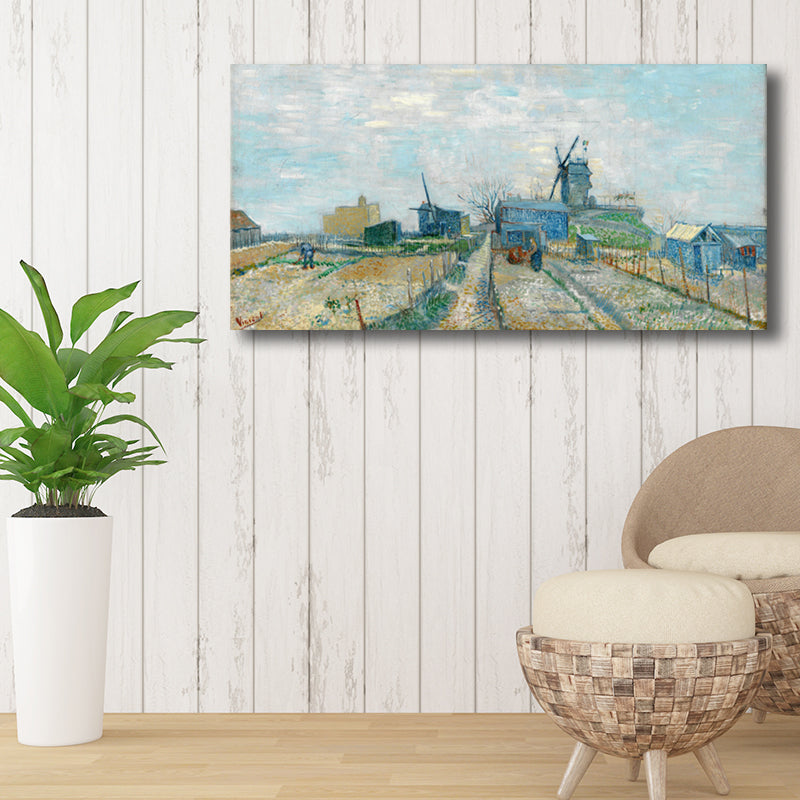 Vivolux | Pastellfarbiges Farmfield View Canvas Texturiertes Wandkunst für Gästezimmer, mehrere Größen