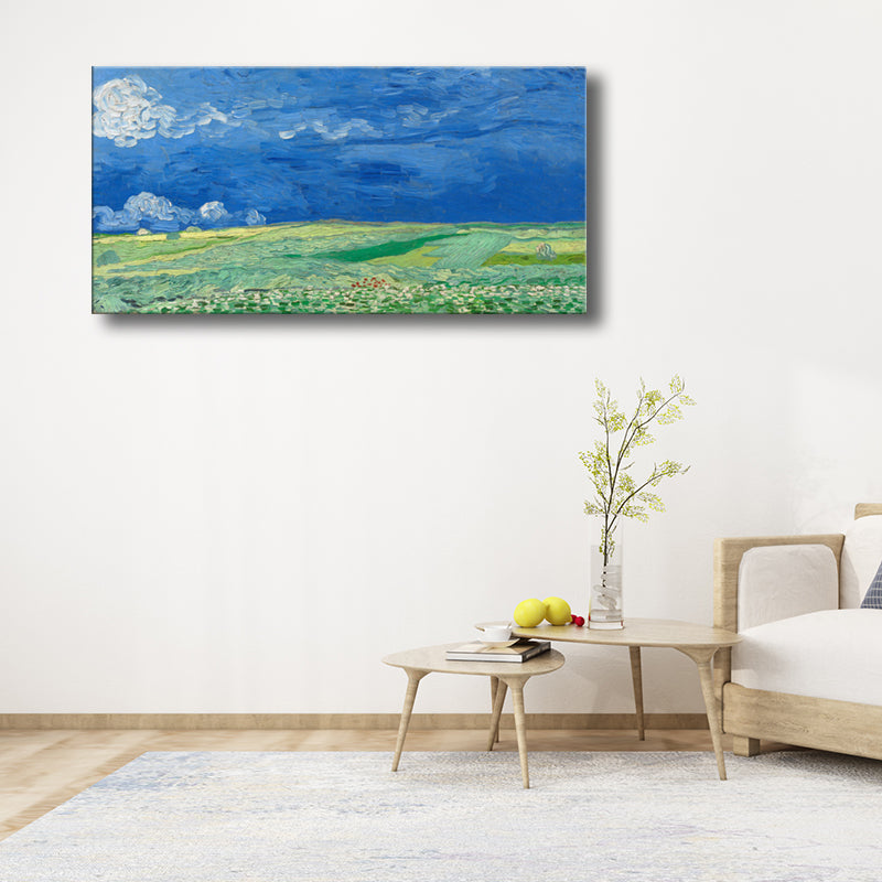 Vivolux | Pastellfarbiges Farmfield View Canvas Texturiertes Wandkunst für Gästezimmer, mehrere Größen