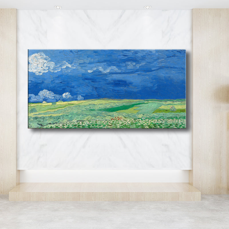 Vivolux | Pastellfarbiges Farmfield View Canvas Texturiertes Wandkunst für Gästezimmer, mehrere Größen