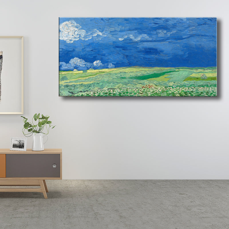 Vivolux | Pastellfarbiges Farmfield View Canvas Texturiertes Wandkunst für Gästezimmer, mehrere Größen