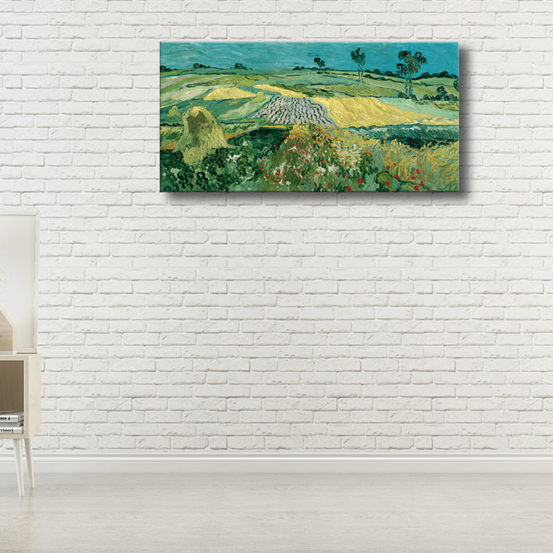 Vivolux | Pastellfarbiges Farmfield View Canvas Texturiertes Wandkunst für Gästezimmer, mehrere Größen