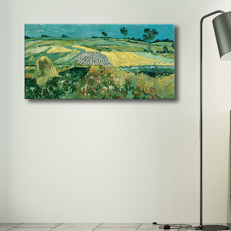 Vivolux | Pastellfarbiges Farmfield View Canvas Texturiertes Wandkunst für Gästezimmer, mehrere Größen