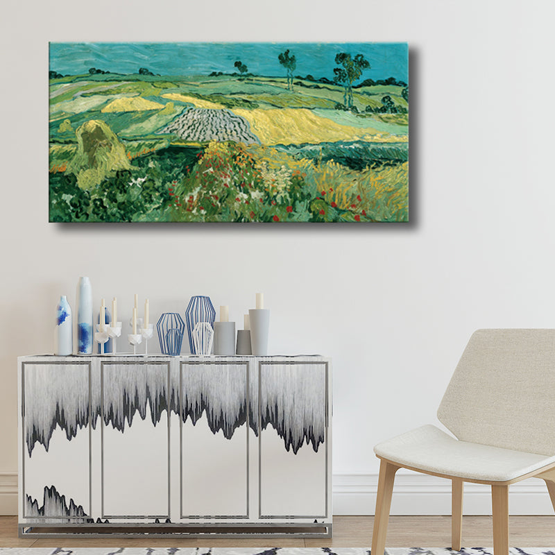 Vivolux | Pastellfarbiges Farmfield View Canvas Texturiertes Wandkunst für Gästezimmer, mehrere Größen