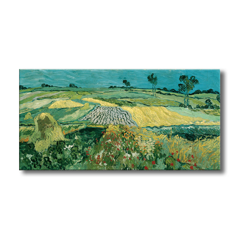 Vivolux | Pastellfarbiges Farmfield View Canvas Texturiertes Wandkunst für Gästezimmer, mehrere Größen
