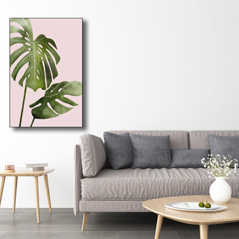 Vivolux | Nordic Style Botanisches Blattmalerei Leinwand Texturiertes Grünes Wandkunst für Gästezimmer