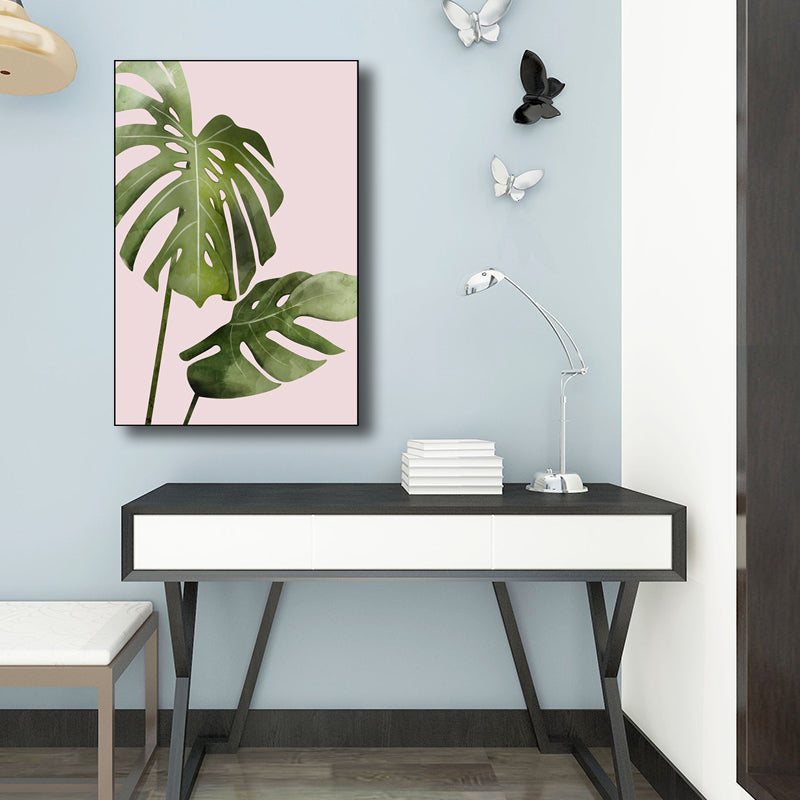 Vivolux | Nordic Style Botanisches Blattmalerei Leinwand Texturiertes Grünes Wandkunst für Gästezimmer