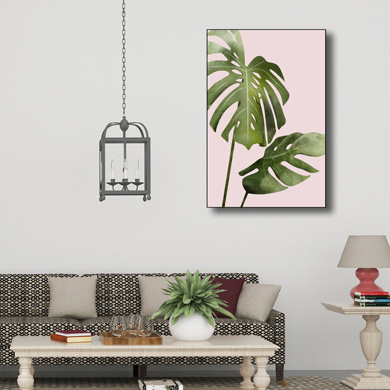 Vivolux | Nordic Style Botanisches Blattmalerei Leinwand Texturiertes Grünes Wandkunst für Gästezimmer
