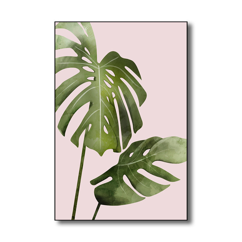 Vivolux | Nordic Style Botanisches Blattmalerei Leinwand Texturiertes Grünes Wandkunst für Gästezimmer
