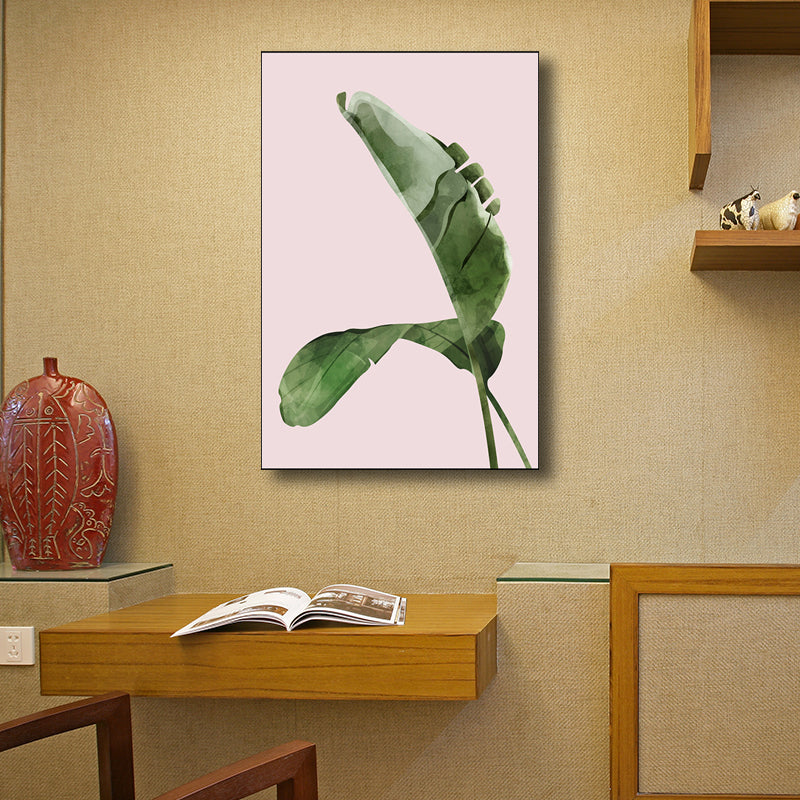 Vivolux | Nordic Style Botanisches Blattmalerei Leinwand Texturiertes Grünes Wandkunst für Gästezimmer