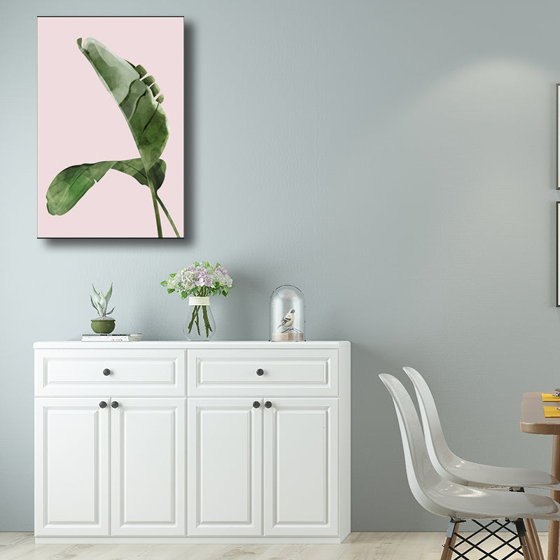 Vivolux | Nordic Style Botanisches Blattmalerei Leinwand Texturiertes Grünes Wandkunst für Gästezimmer