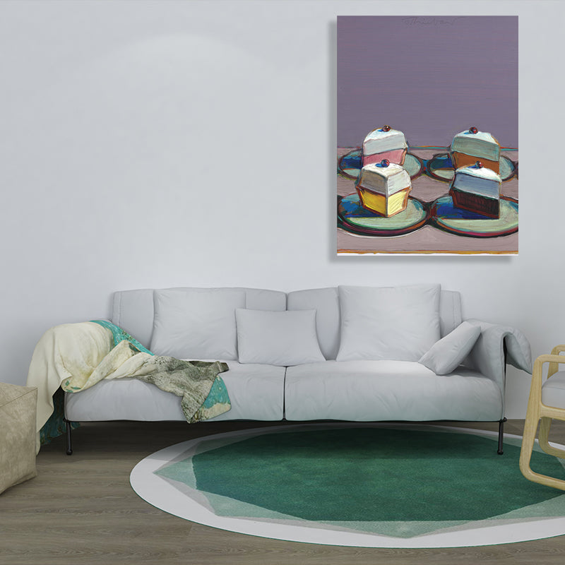 Vivolux | Traditioneller Stil Früchtekuchen Gemälde in lila strukturiertem Leinwand für Esszimmer