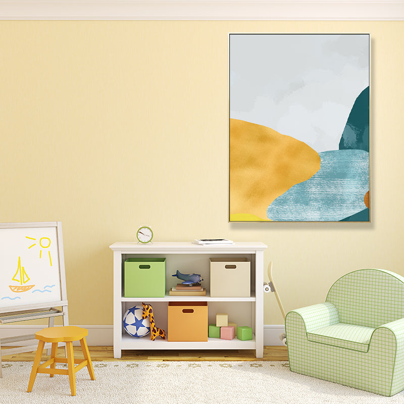 Vivolux | Pastel Nordic Style Wandkunst Illustration Bergfluss Landschaft Leinwanddruck für Raum