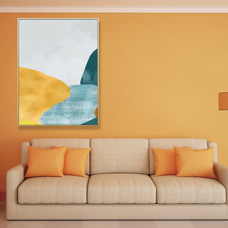 Vivolux | Pastel Nordic Style Wandkunst Illustration Bergfluss Landschaft Leinwanddruck für Raum