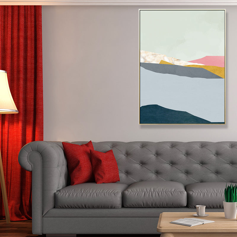 Vivolux | Pastel Nordic Style Wandkunst Illustration Bergfluss Landschaft Leinwanddruck für Raum