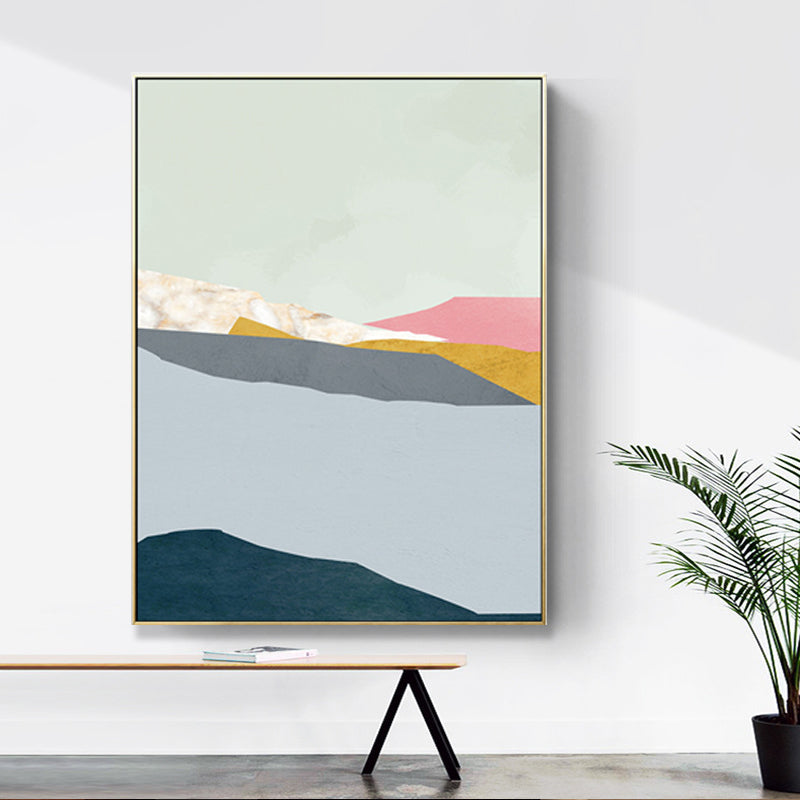 Vivolux | Pastel Nordic Style Wandkunst Illustration Bergfluss Landschaft Leinwanddruck für Raum