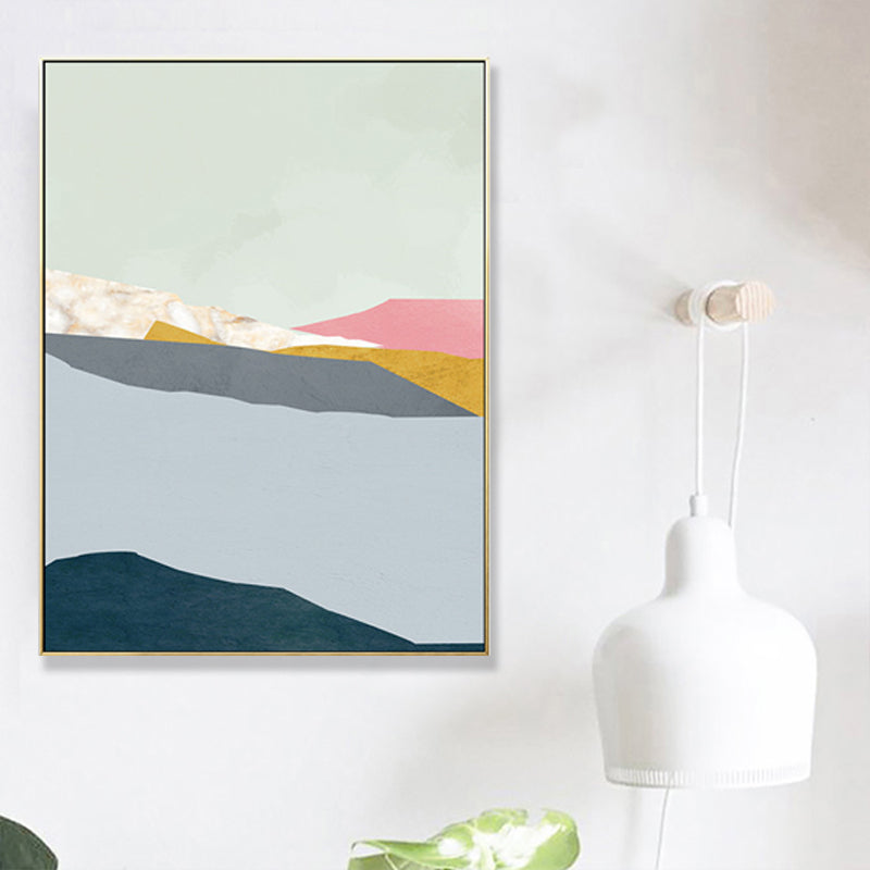 Vivolux | Pastel Nordic Style Wandkunst Illustration Bergfluss Landschaft Leinwanddruck für Raum