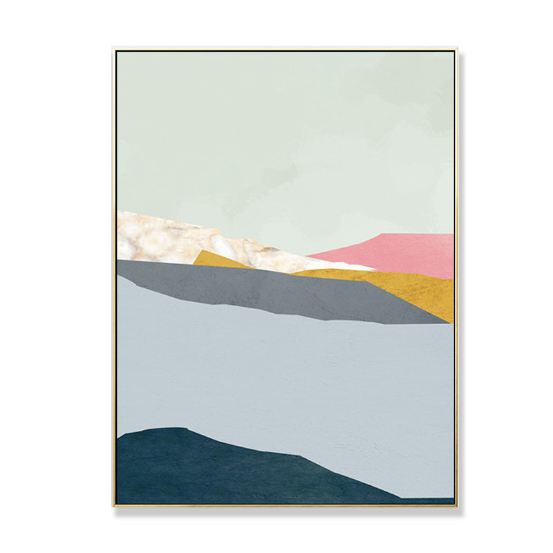 Vivolux | Pastel Nordic Style Wandkunst Illustration Bergfluss Landschaft Leinwanddruck für Raum