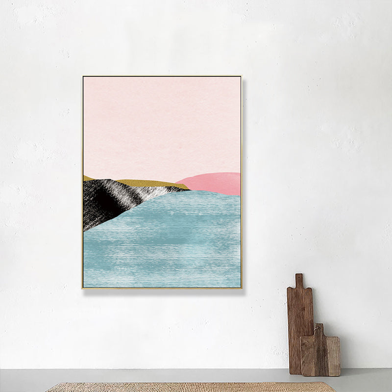 Vivolux | Pastel Nordic Style Wandkunst Illustration Bergfluss Landschaft Leinwanddruck für Raum