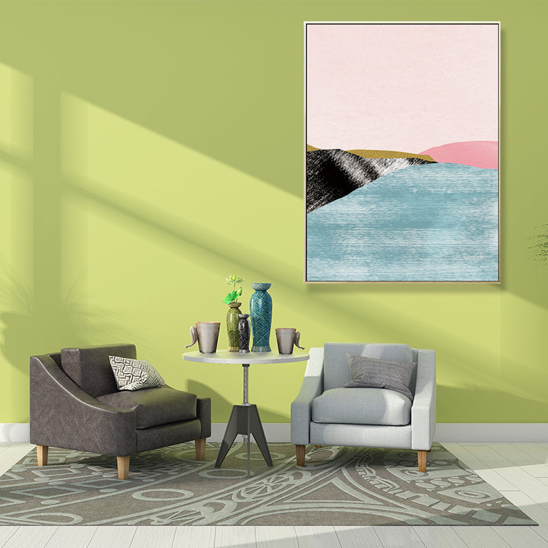 Vivolux | Pastel Nordic Style Wandkunst Illustration Bergfluss Landschaft Leinwanddruck für Raum