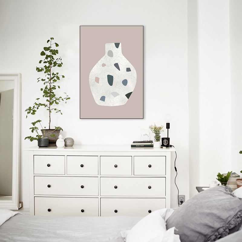 Vivolux | Pink Spots Jar Malerei Skandinavischer Stil Texturierte Wandkunst Dekor für Mädchenzimmer