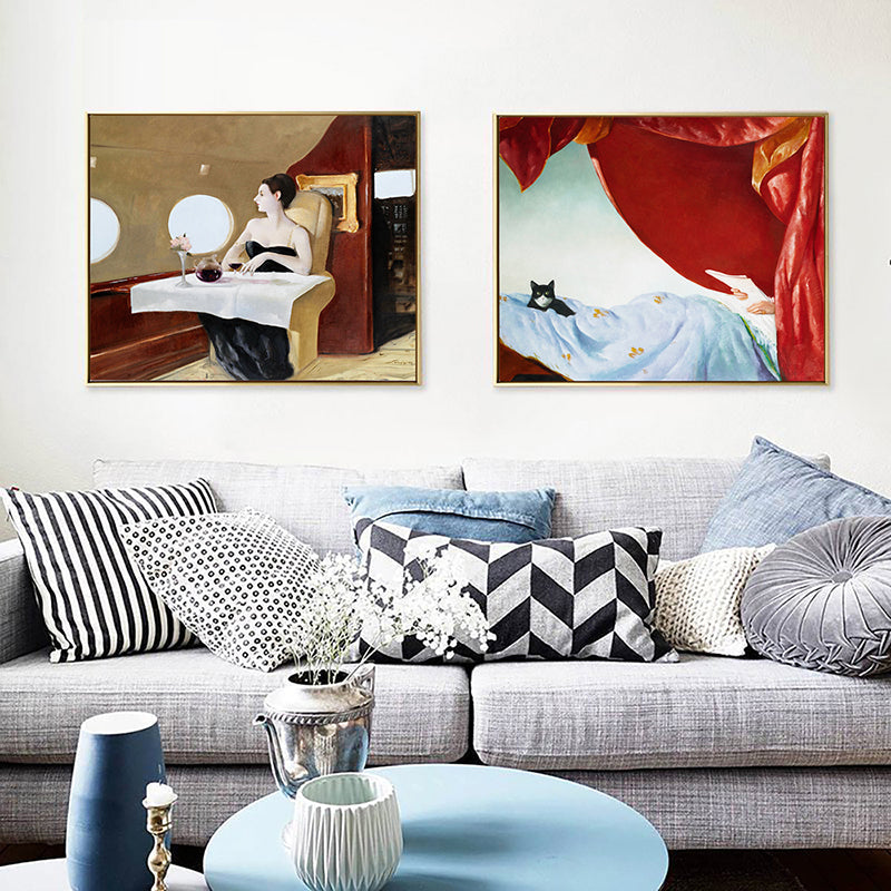 Vivolux | Retro Interessen und Hobbys Malerei Leinwand Texturiert Dunkle Farbe Wandkunst für das Wohnzimmer