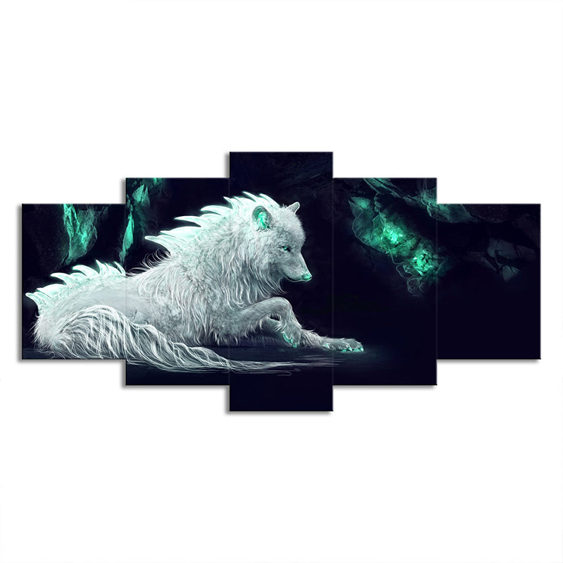 Vivolux | Witte Wolf Wandkunst Meerdere Stukken Hedendaagse Huishoudinterieur Canvasprint
