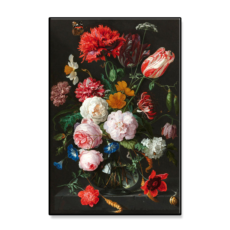 Vivolux | Traditionelle Helle Blumen Wandkunst Leinwand Texturiertes Rot Gemälde für das Wohnzimmer (Mehrere Größenoptionen)