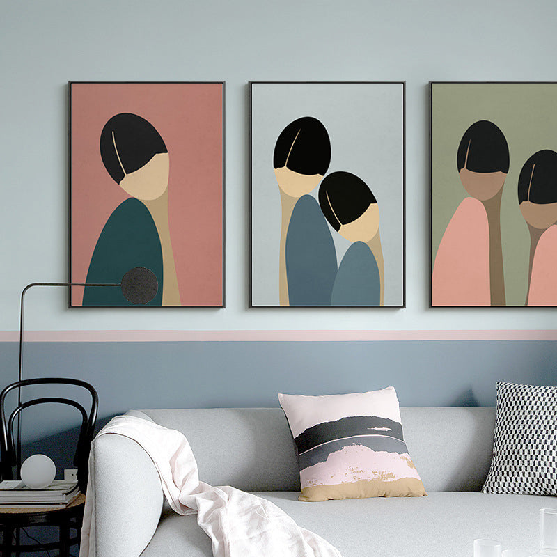Vivolux | Nordic Style Stehende Figur Leinwand in Hellfarbig Strukturiertes Gemälde für Badezimmer
