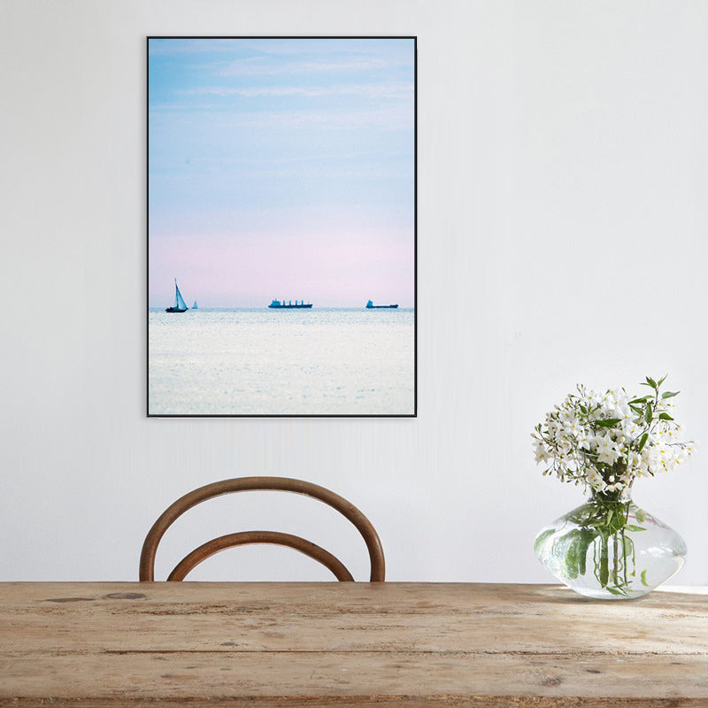 Vivolux | Tropix Leinwand Wandkunst Pink und Blaue Ozeanszenerie mit Sonnenuntergangslicht Wanddekoration