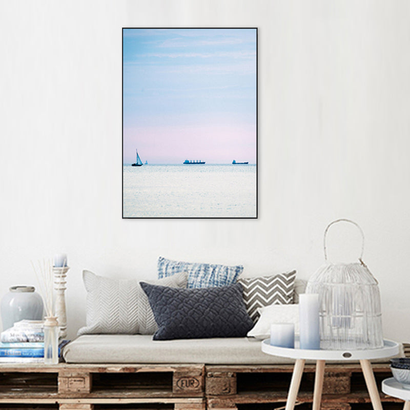 Vivolux | Tropix Leinwand Wandkunst Pink und Blaue Ozeanszenerie mit Sonnenuntergangslicht Wanddekoration