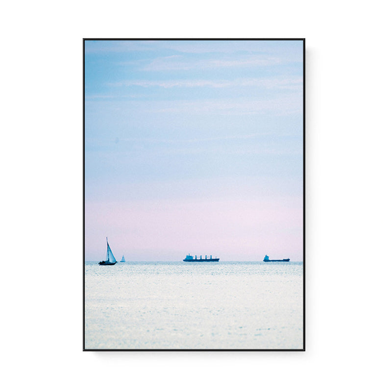 Vivolux | Tropix Leinwand Wandkunst Pink und Blaue Ozeanszenerie mit Sonnenuntergangslicht Wanddekoration