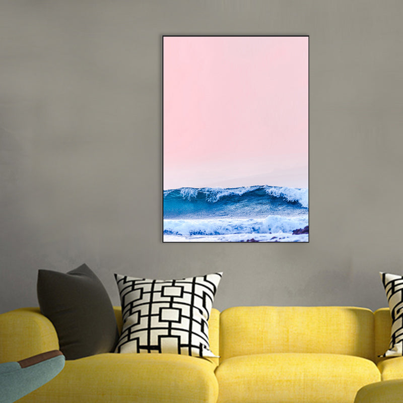 Vivolux | Tropix Leinwand Wandkunst Pink und Blaue Ozeanszenerie mit Sonnenuntergangslicht Wanddekoration