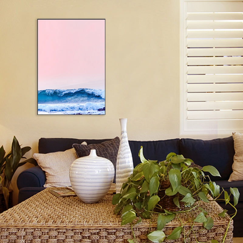 Vivolux | Tropix Leinwand Wandkunst Pink und Blaue Ozeanszenerie mit Sonnenuntergangslicht Wanddekoration