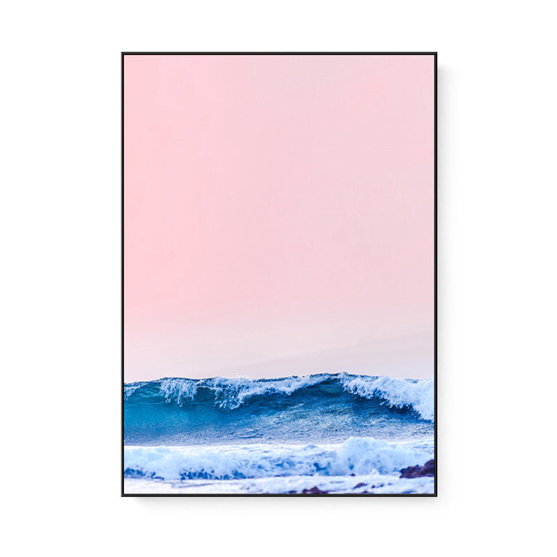 Vivolux | Tropix Leinwand Wandkunst Pink und Blaue Ozeanszenerie mit Sonnenuntergangslicht Wanddekoration