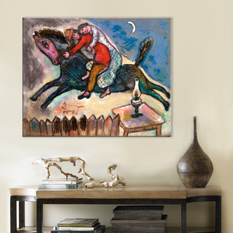 Vivolux | Paar auf Pferd Wandkunst Braun Leinwand Malerei Texturiert für Wohnzimmer, Multiple Größen