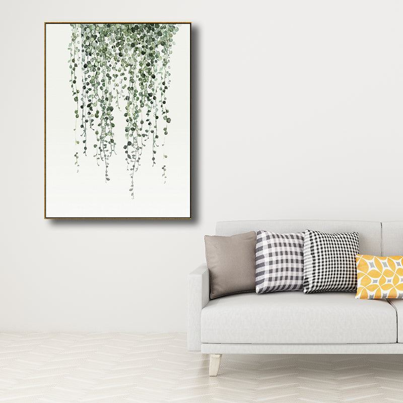 Vivolux | Zeichnung Druck Pflanzenblätter Leinwand Grün Nordic Stil Wandkunst für Esszimmer