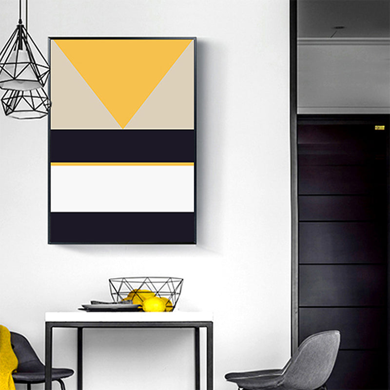 Vivolux | Skandinavische Geometrie Wanddekoration Leinwand Texturiertes Gelbes Gemälde für das Wohnzimmer