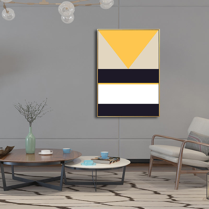 Vivolux | Skandinavische Geometrie Wanddekoration Leinwand Texturiertes Gelbes Gemälde für das Wohnzimmer