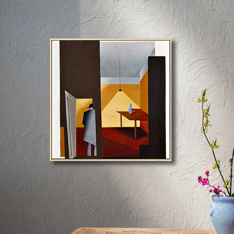 Vivolux | Traditionelle Geometrische Malerei Leinwand Texturiert Pastellfarbe Quadratische Wanddekoration für das Wohnzimmer