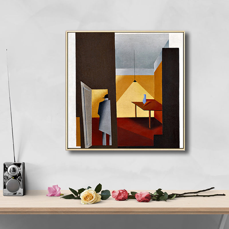 Vivolux | Traditionelle Geometrische Malerei Leinwand Texturiert Pastellfarbe Quadratische Wanddekoration für das Wohnzimmer