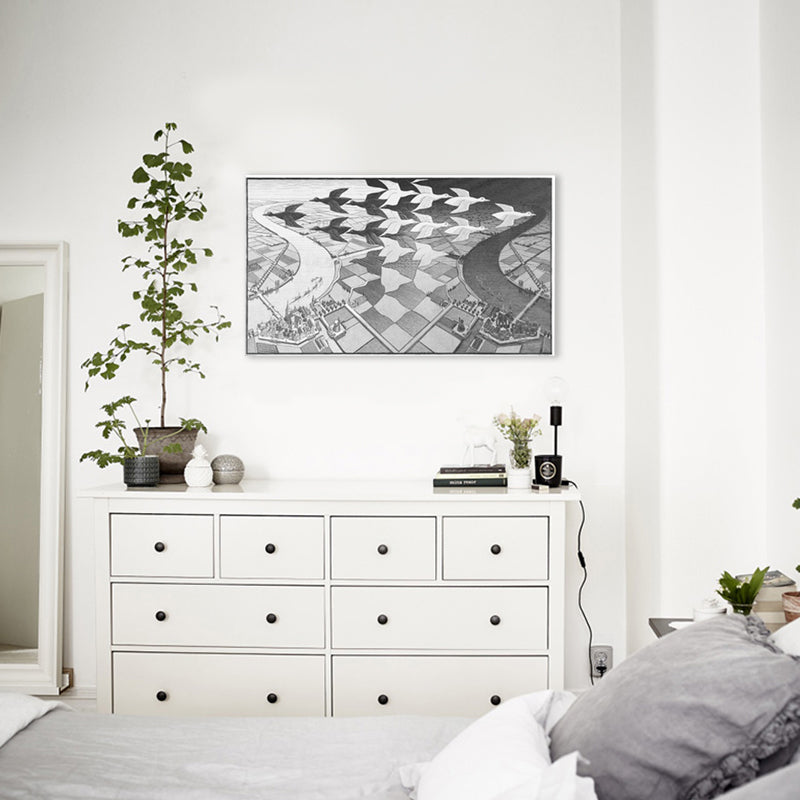 Vivolux | Stadslandschap Luchtfoto Canvas Grijs Hedendaagse Wandkunst Print voor Woonkamer