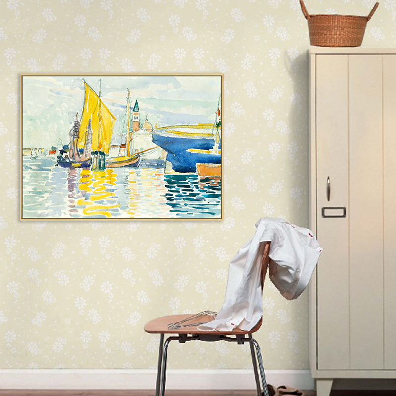 Vivolux | Transportiertes Eingewickeltes Leinwand Traditionelle Texturierte Wandkunst in Gelb für das Esszimmer
