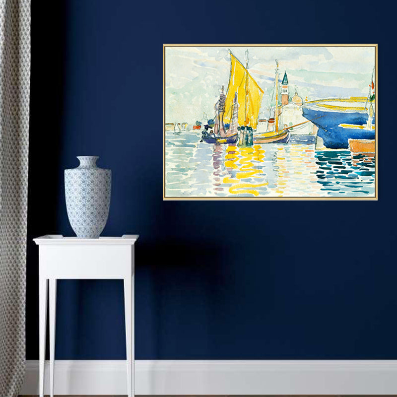 Vivolux | Transportiertes Eingewickeltes Leinwand Traditionelle Texturierte Wandkunst in Gelb für das Esszimmer
