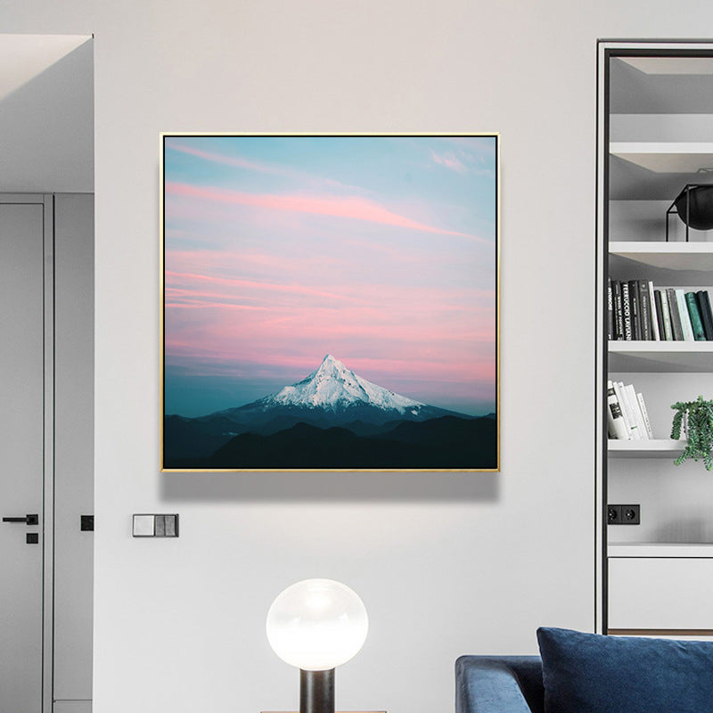 Vivolux | Rosa Mount Fuji Canvasdruck Natur Landschaft zeitgenössische strukturierte Wandkunst