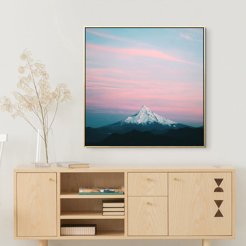 Vivolux | Rosa Mount Fuji Canvasdruck Natur Landschaft zeitgenössische strukturierte Wandkunst