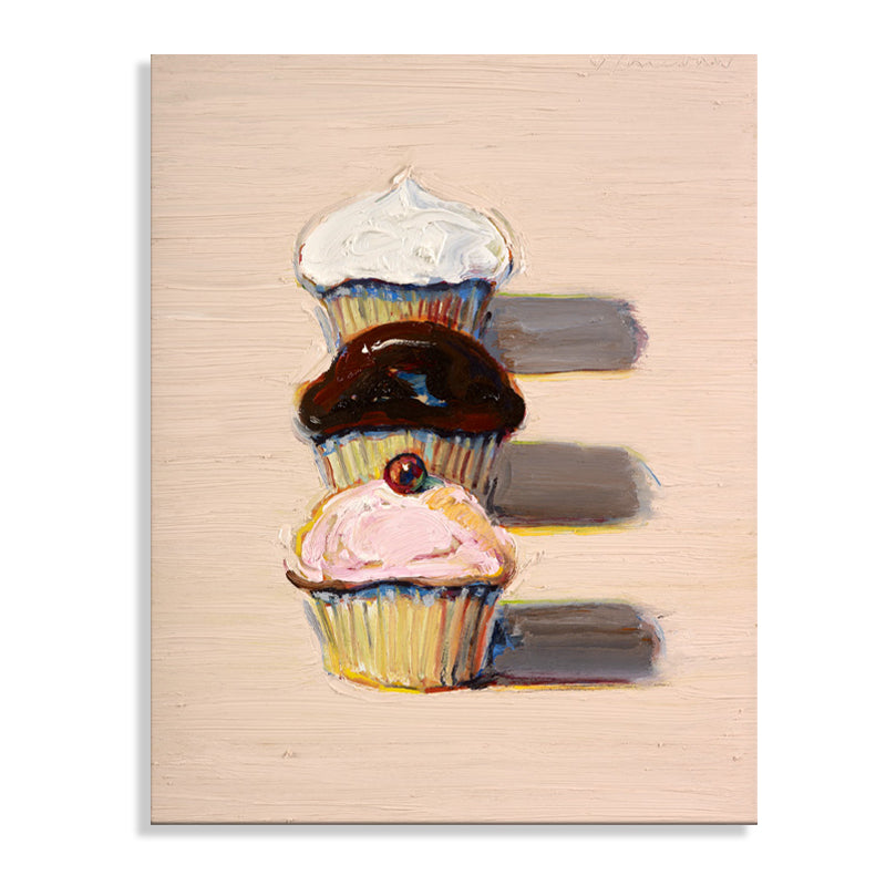 Vivolux | Traditionelle Frucht-Cupcakes Malerei Rosa Texturierte Wandkunst Dekor für das Esszimmer