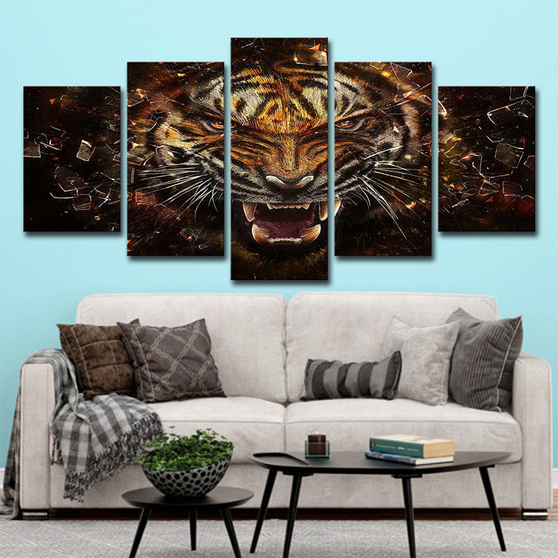 Vivolux | Tiger Canvas Wandkunst Slaapkamer Digitale Print Dier Wanddecoratie in Geel, Meerwaardige Stuk