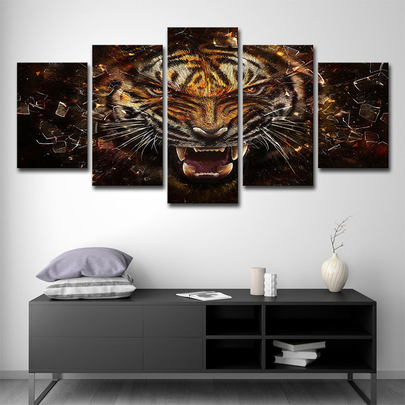 Vivolux | Tiger Canvas Wandkunst Slaapkamer Digitale Print Dier Wanddecoratie in Geel, Meerwaardige Stuk